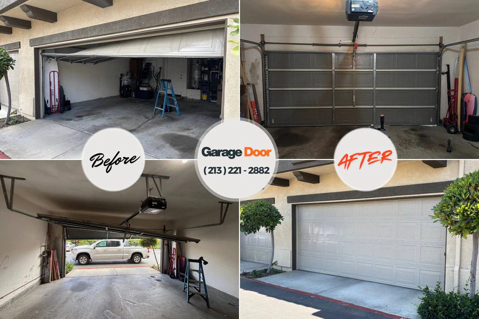 Before and after: garage door repair Chagrin Falls, OH